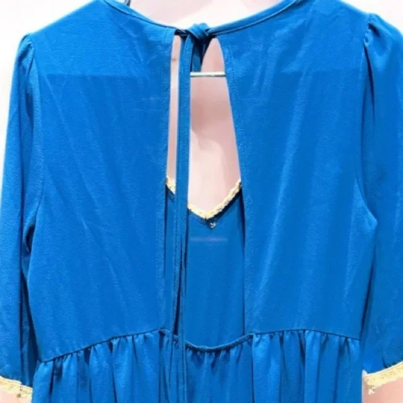 My beloved Blue Dress with Trim MEDIUM  length 34in  pit to pit 17in - Picture 5 of 5